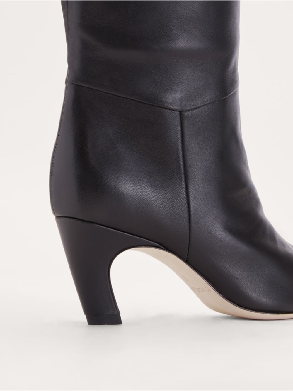 Everlane The Banana Boot Black Napa Leather Knee High Heeled Pointed Toe 7 NWB - Picture 5 of 15